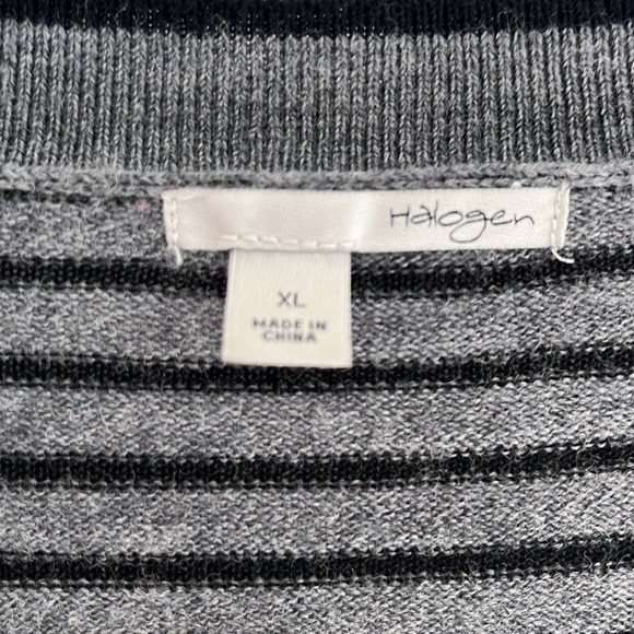 Halogen Cardigan Gray/Black Stripe V neck Lightweight XL - Picture 3 of 7